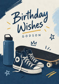 Load image into Gallery viewer, Skate Shoes and Water Bottle Godson Birthday Card for Him
