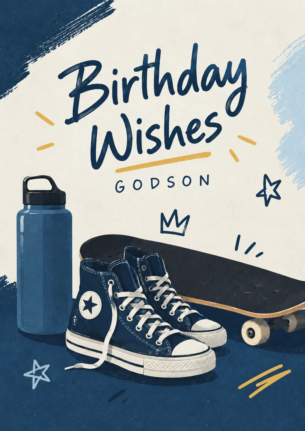 Skate Shoes and Water Bottle Godson Birthday Card for Him