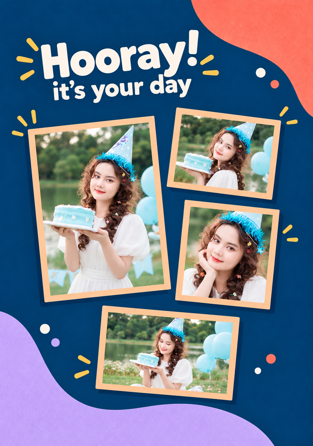 Hooray It's Your Day Multiple Photo Upload Congratulations Card for Niece