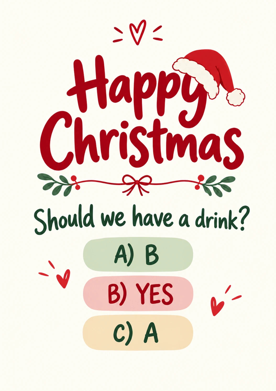Funny Should We Have a Drink Christmas Card for Auntie