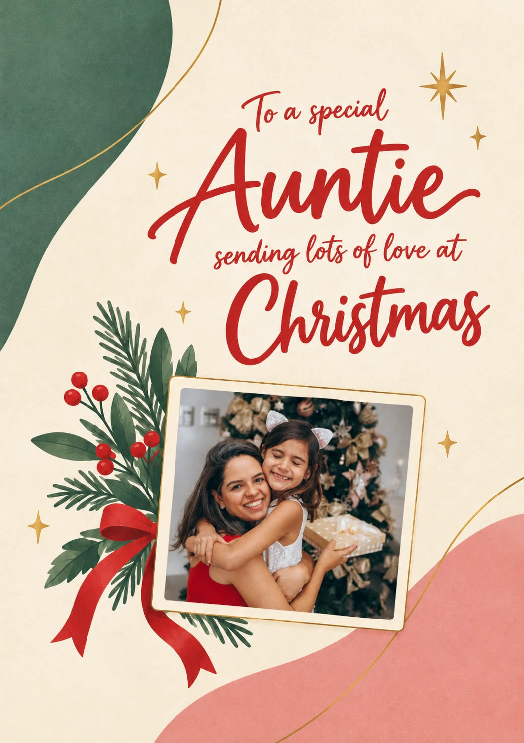 From the Heart Auntie Photo Upload Christmas Card