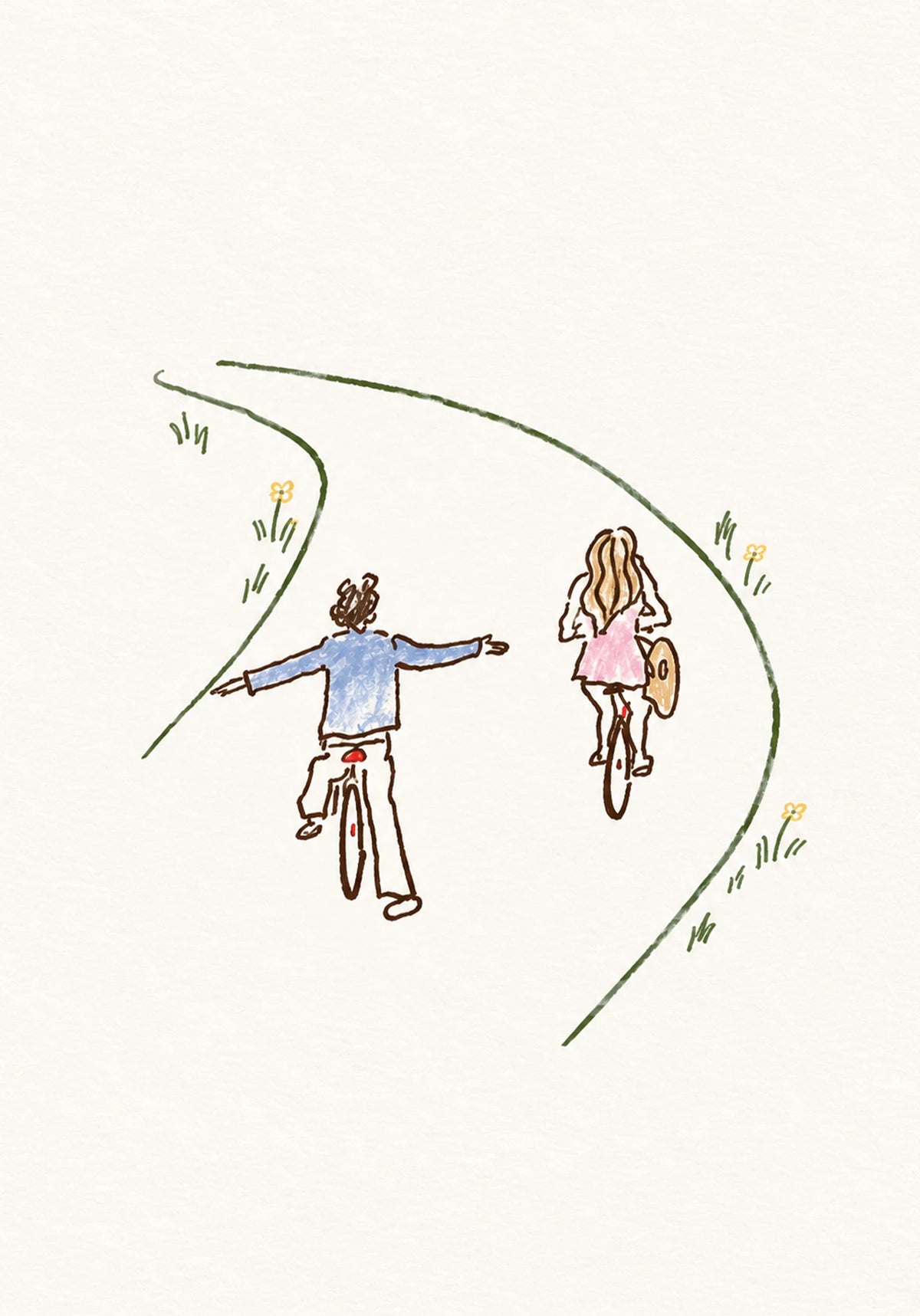 Cycling Friends on Winding Path Friendship Card