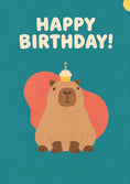 Load image into Gallery viewer, Cute Capybara with Cupcake Happy Birthday Card
