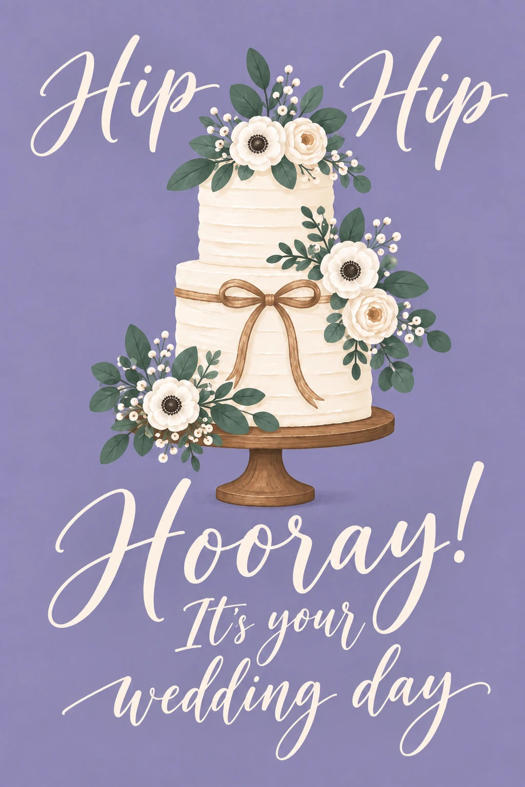 Hip Hip Hooray Tiered Floral Cake Wedding Card