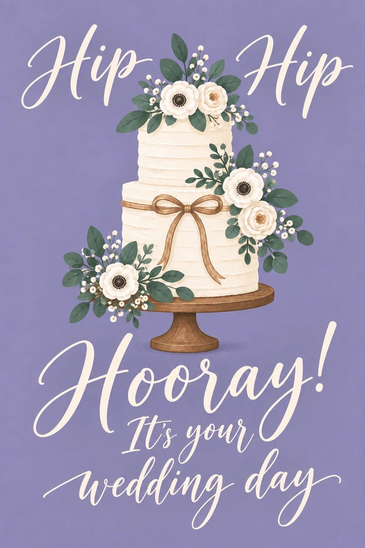 Hip Hip Hooray Tiered Floral Cake Wedding Card