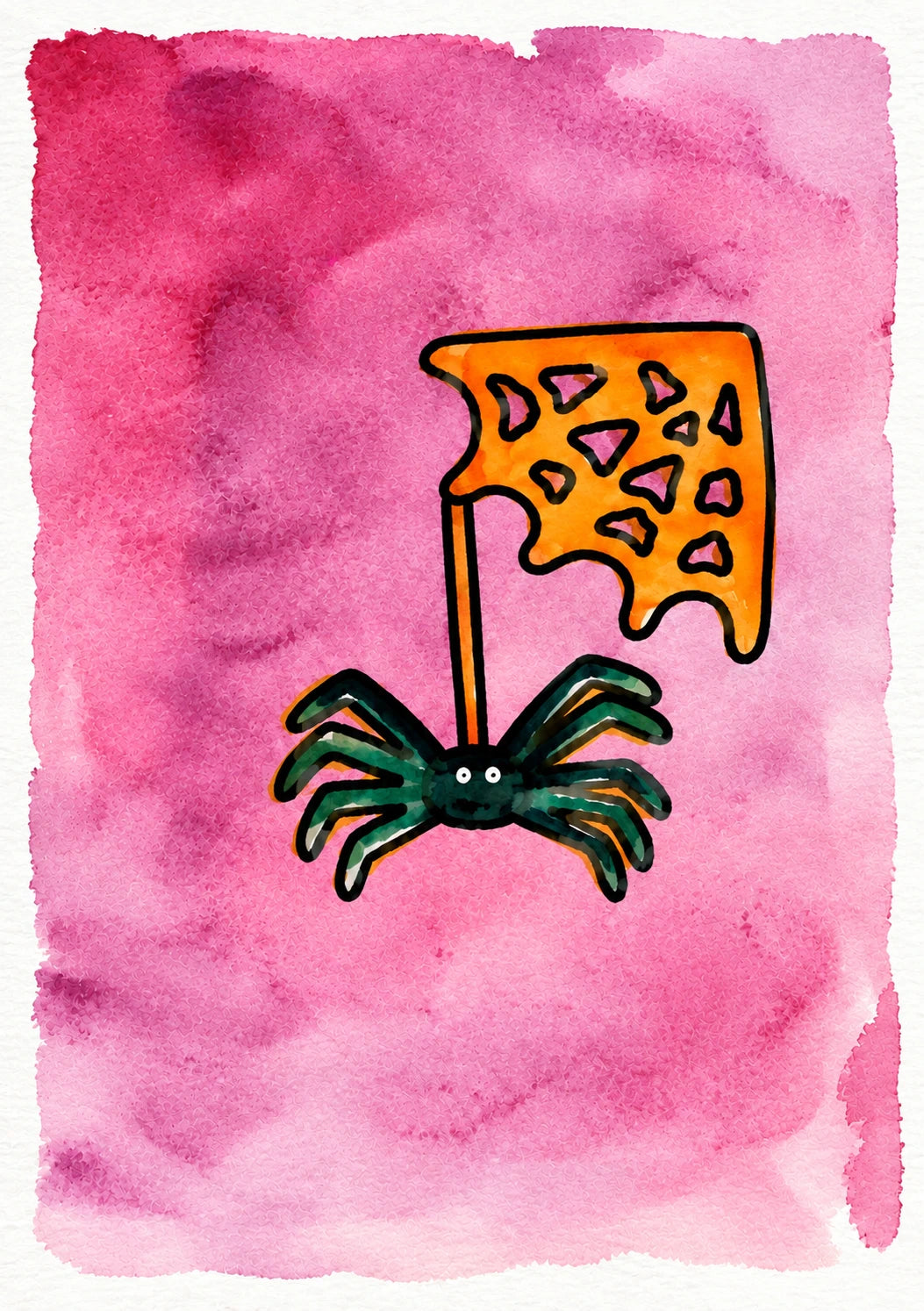 Funny Spider with Cheese Web Halloween Card