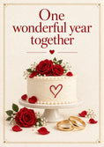 Load image into Gallery viewer, Red Rose Cake 1st Anniversary Card for Husband
