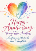 Load image into Gallery viewer, Rainbow Heart Two Aunties LGBTQ+ Anniversary Card
