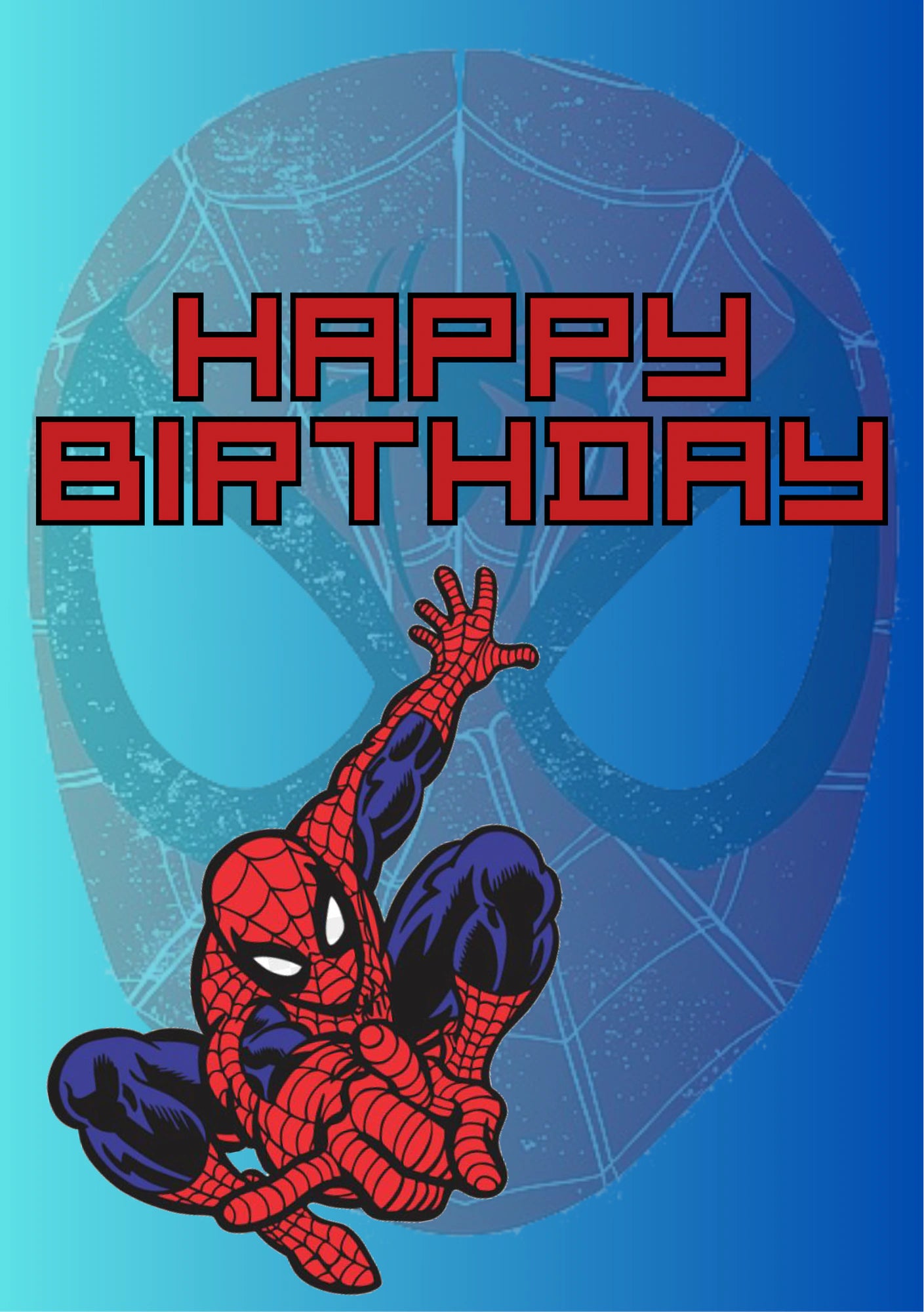 Spiderman Swinging Blue Birthday Card for Him