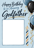 Load image into Gallery viewer, Blue Balloon Godfather Photo Upload Birthday Card for Him
