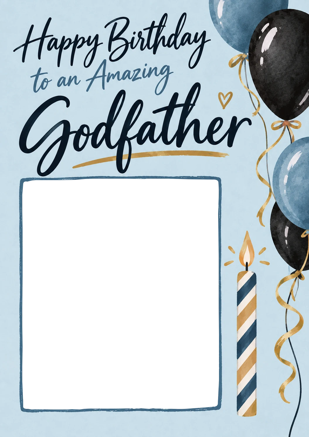 Blue Balloon Godfather Photo Upload Birthday Card for Him