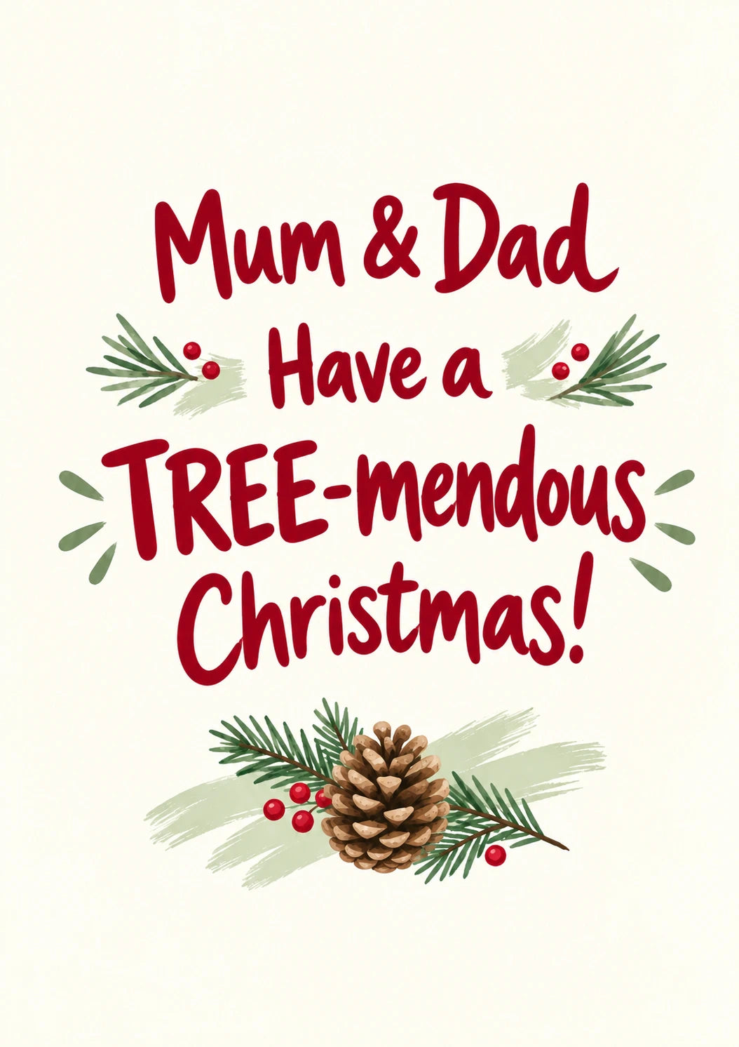Funny Tree-mendous Christmas Card for Mum and Dad