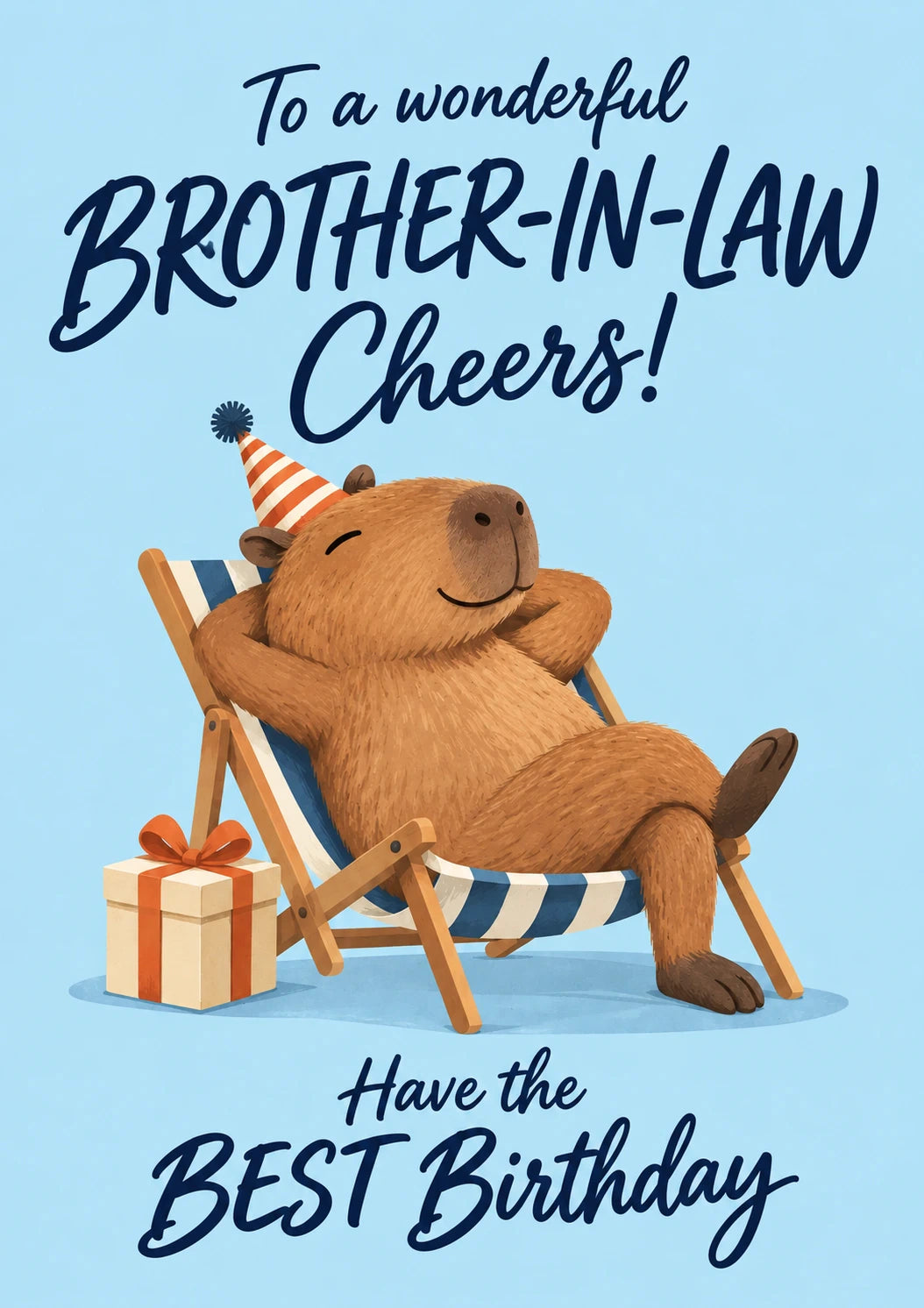 Funny Relaxing Capybara Brother in Law Birthday Card for Him