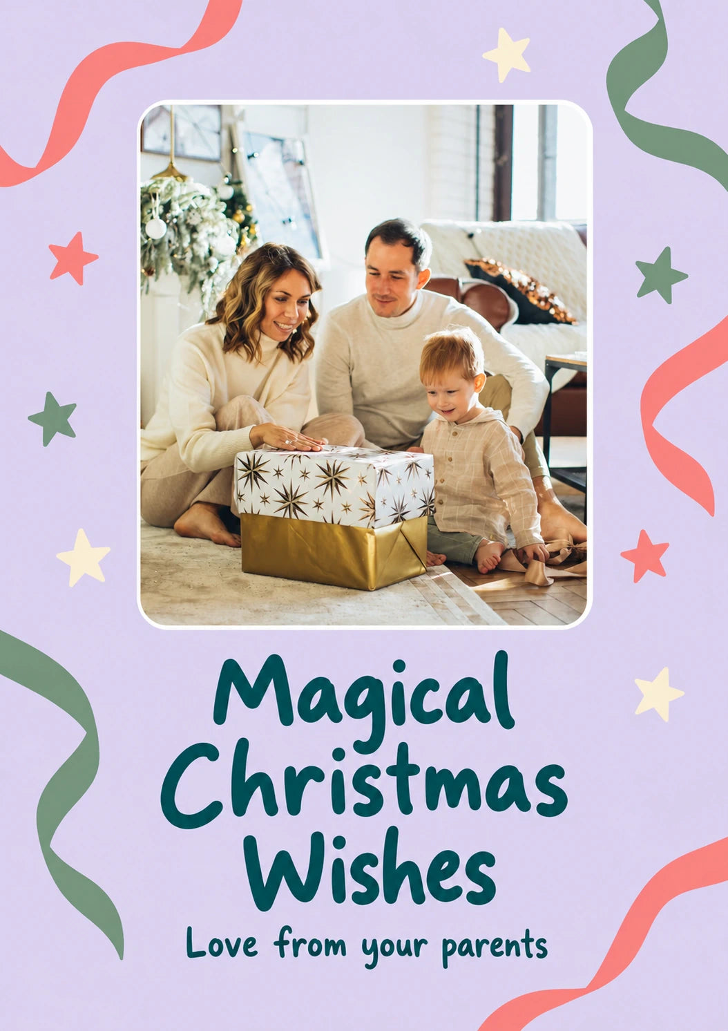 Magical Wishes Confetti Photo Upload Christmas Card for Nephew