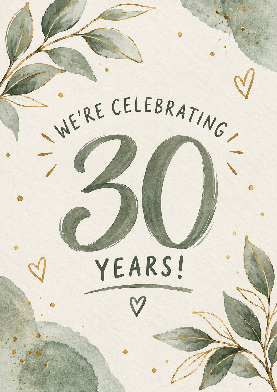 Sage Green Botanical 30th Anniversary Card