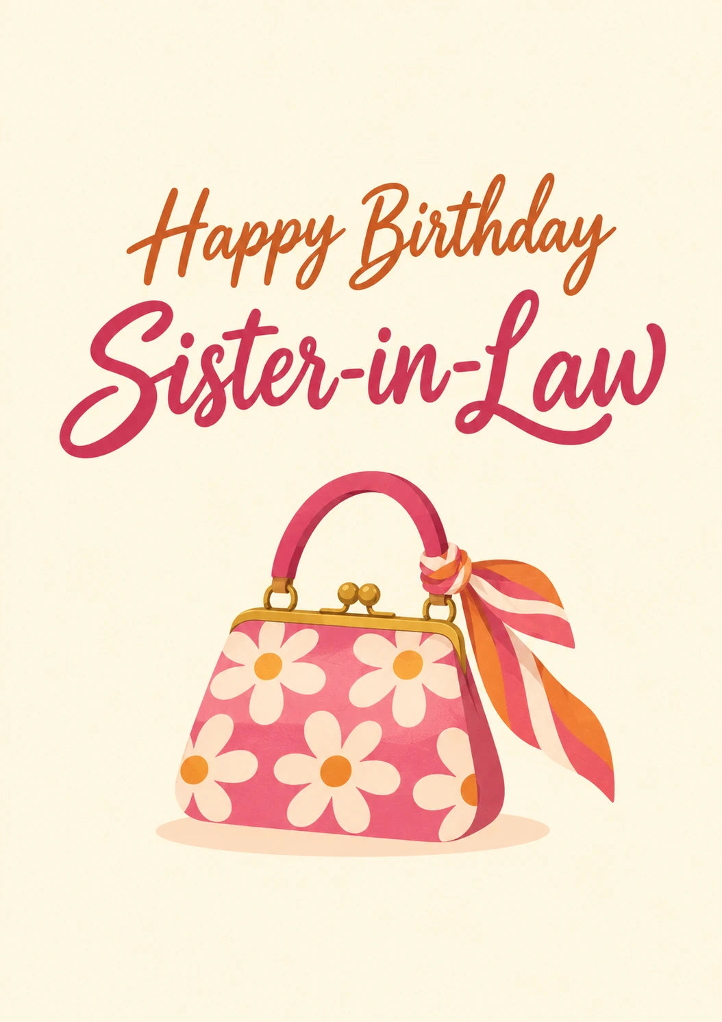 Pink Daisy Handbag Sister in Law Birthday Card for Her
