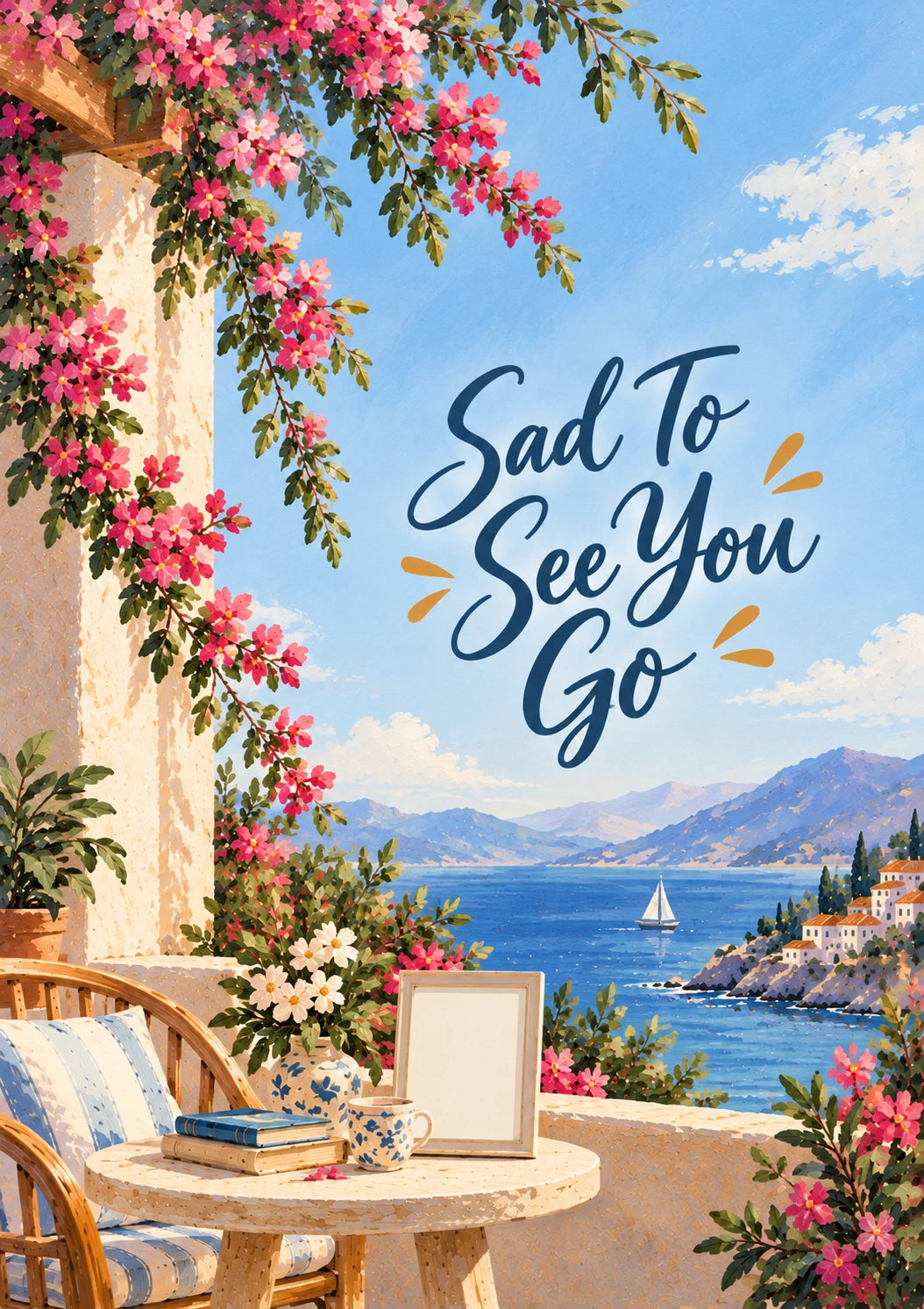 Sad To See You Go Mediterranean Scene Retirement Card for Best Friend