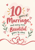 Load image into Gallery viewer, Romantic Pink Floral Hearts 10th Anniversary Card for Her
