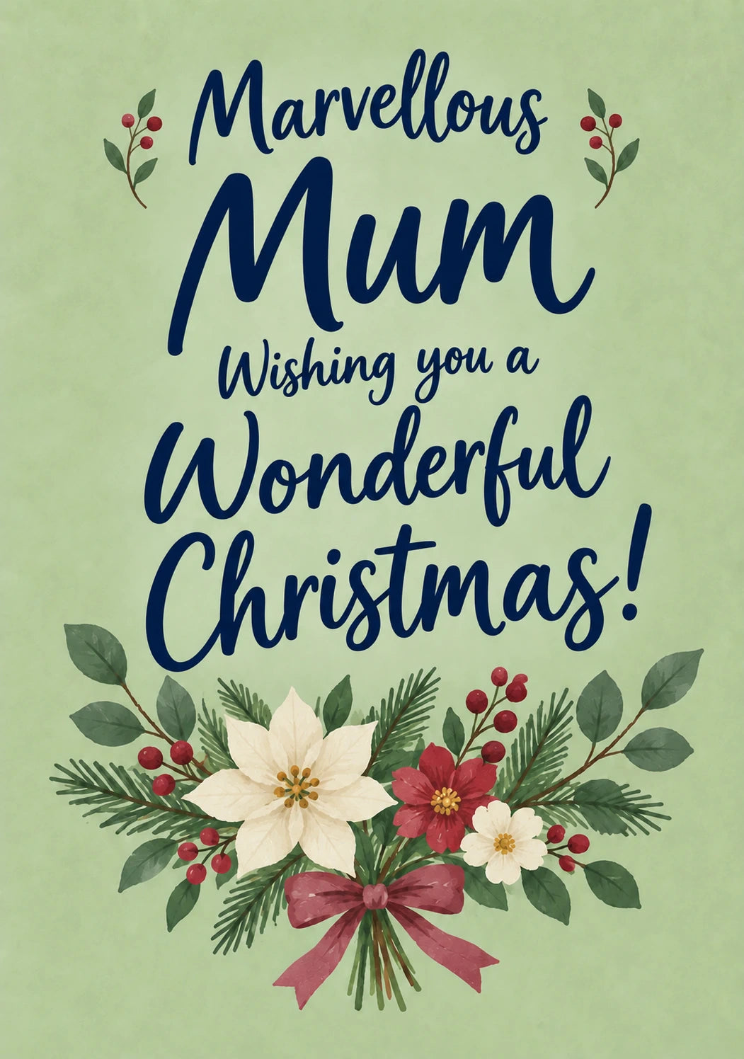 Marvellous Mum Floral Bouquet Christmas Card for Her