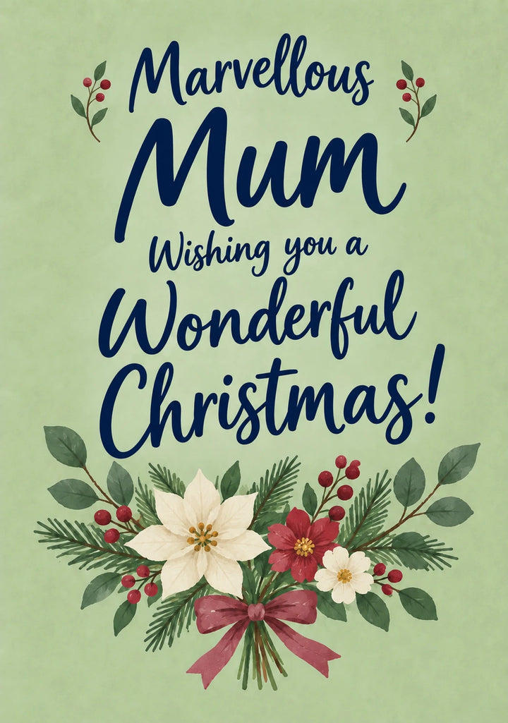 Marvellous Mum Floral Bouquet Christmas Card for Her