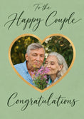 Load image into Gallery viewer, To the Happy Couple Green Heart Photo Upload Wedding Card
