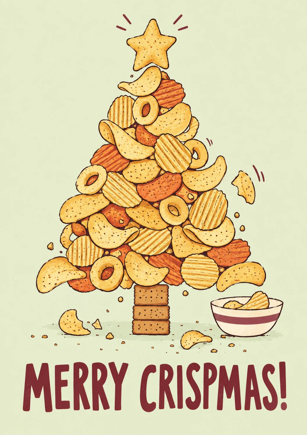 Funny Crisp Snack Christmas Tree Birthday Card