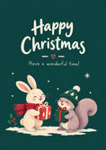 Load image into Gallery viewer, Cute Animals Exchanging Gifts Christmas Card for Granddaughter
