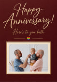 Load image into Gallery viewer, Rainbow Heart Here's to You Both Photo Upload Anniversary Card
