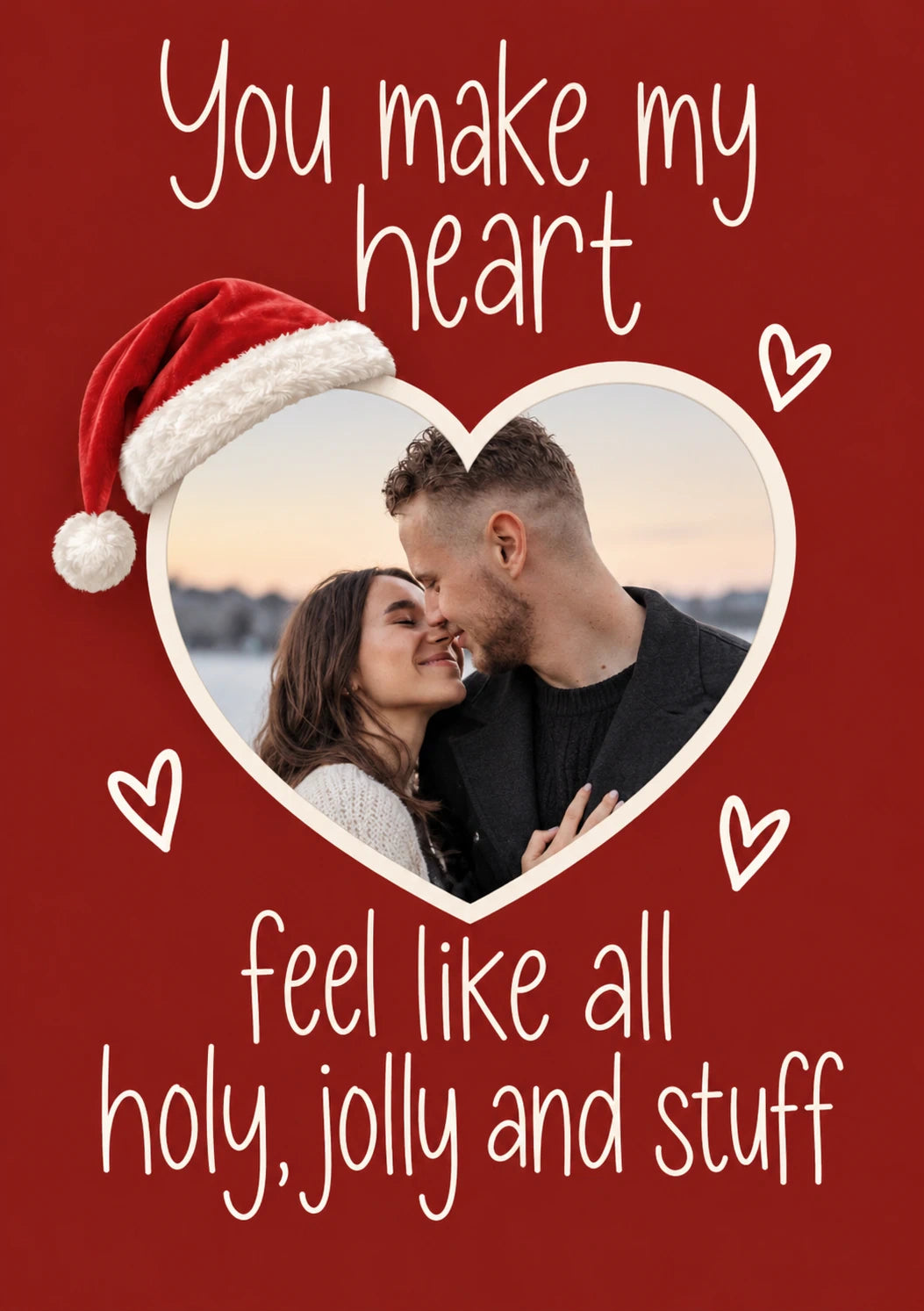 Funny Holy Jolly Heart Photo Upload Christmas Card for Her