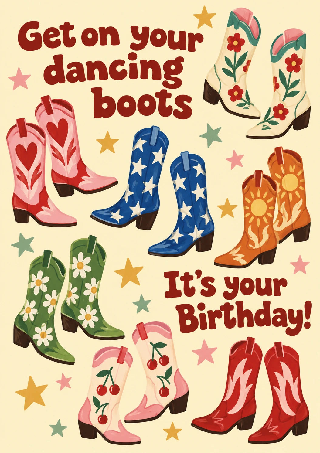 Dancing Cowboy Boots 60th Birthday Card for Her