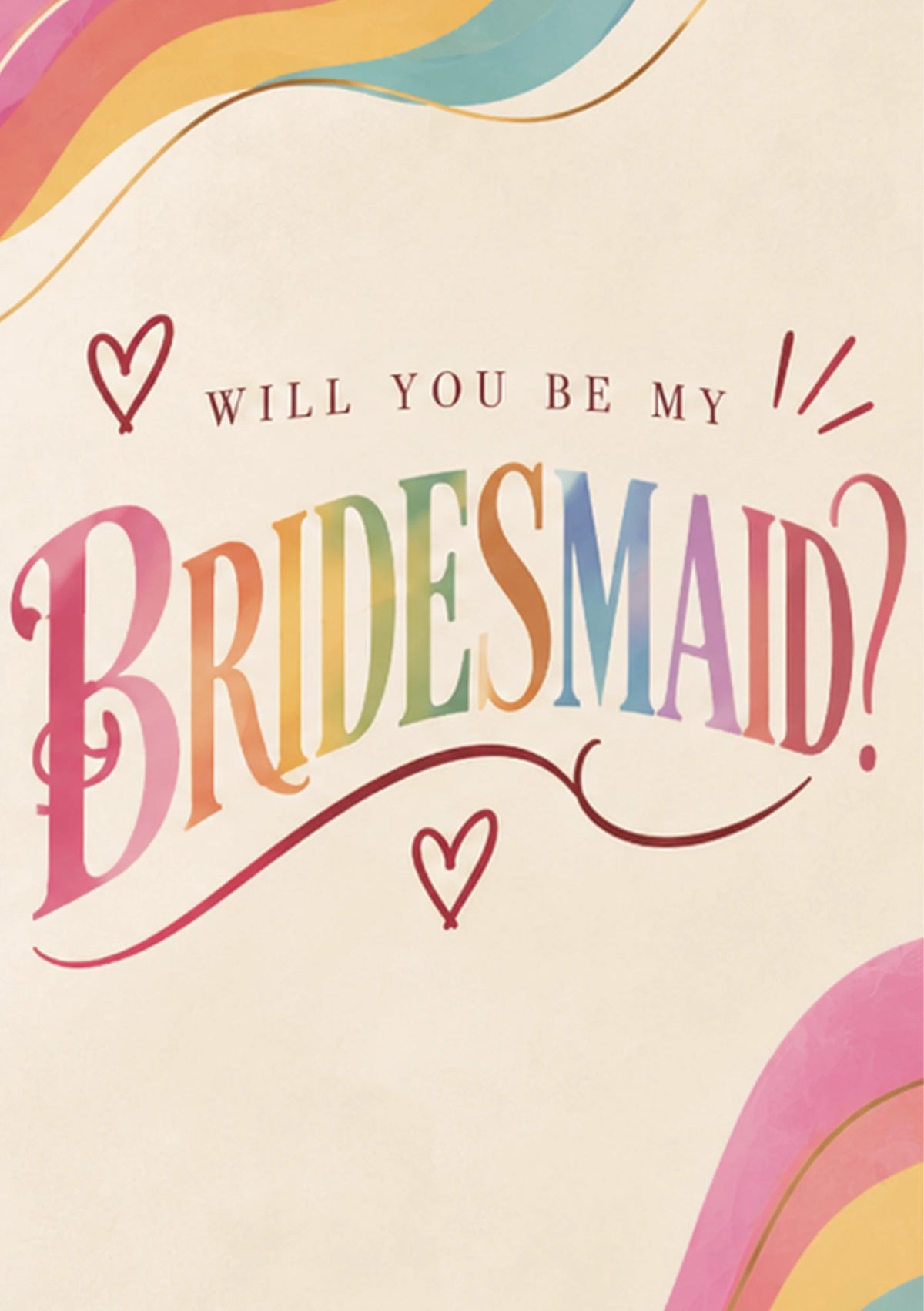 Rainbow Bridesmaid Proposal Birthday Card for Her
