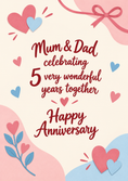 Load image into Gallery viewer, Mum and Dad Pink Hearts 5th Anniversary Card
