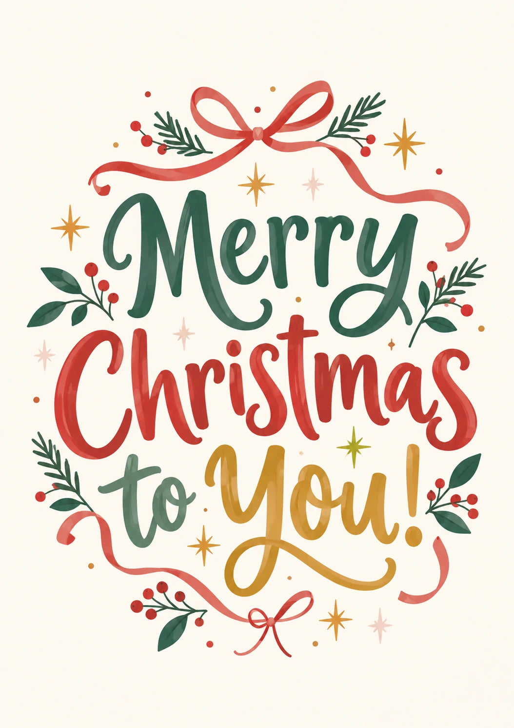 Festive Ribbon Lettering Christmas Card for Niece