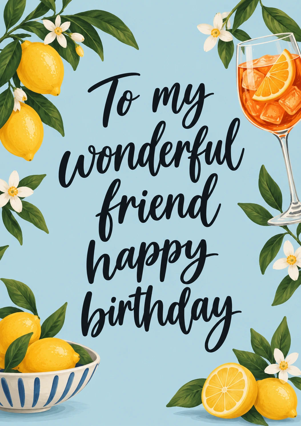 Lemon Botanical Spritz Happy Birthday Card for Her