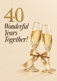 Load image into Gallery viewer, Gold Champagne Flutes 40th Anniversary Card for Mum and Dad
