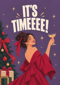 Load image into Gallery viewer, Funny It's Timeeee Champagne Toast Christmas Card for Friend
