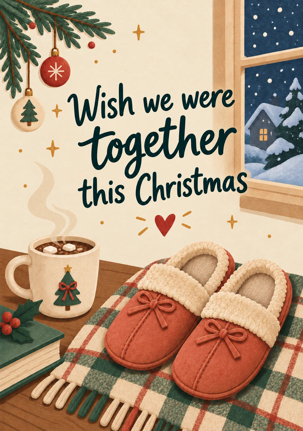 Wish We Were Together Across the Miles Christmas Card for Grandma