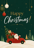 Load image into Gallery viewer, Santa Driving Red Car Happy Christmas Card
