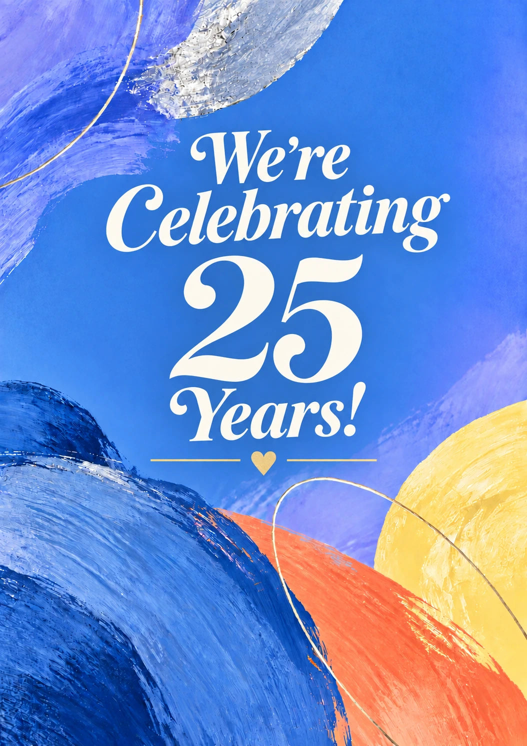 Colourful Abstract Brushstroke 25th Anniversary Card