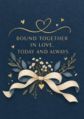 Load image into Gallery viewer, Navy Gold Floral Bow Bound Together Anniversary Card
