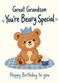 Load image into Gallery viewer, Cute Bear You're Beary Special Great Grandson Birthday Card for Him
