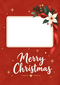 Load image into Gallery viewer, Red Poinsettia Floral Photo Upload Christmas Card for Parents
