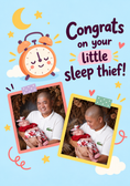 Load image into Gallery viewer, Funny Little Sleep Thief Photo Upload New Baby Card for Daughter and Partner
