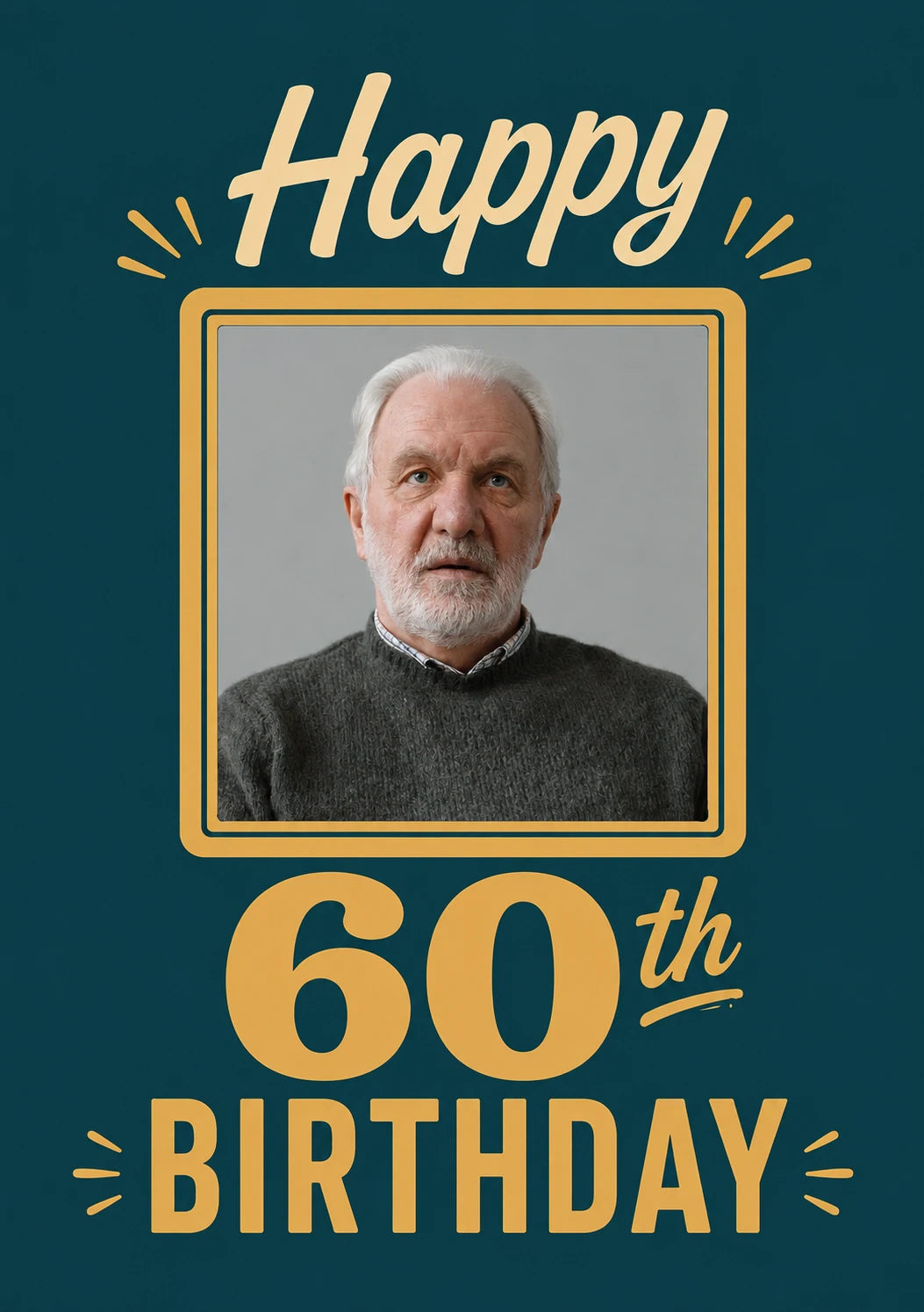 Teal Gold 60th Milestone Photo Upload Birthday Card for Him