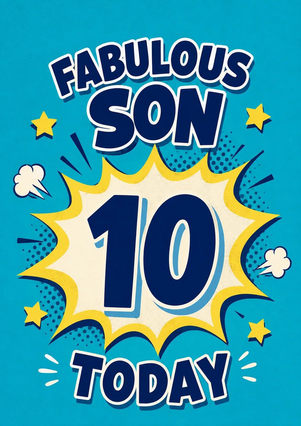 Fabulous Son Comic Book Style 10th Birthday Card for Him