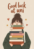Load image into Gallery viewer, Girl with Stack of Books Good Luck at Uni Card for Her
