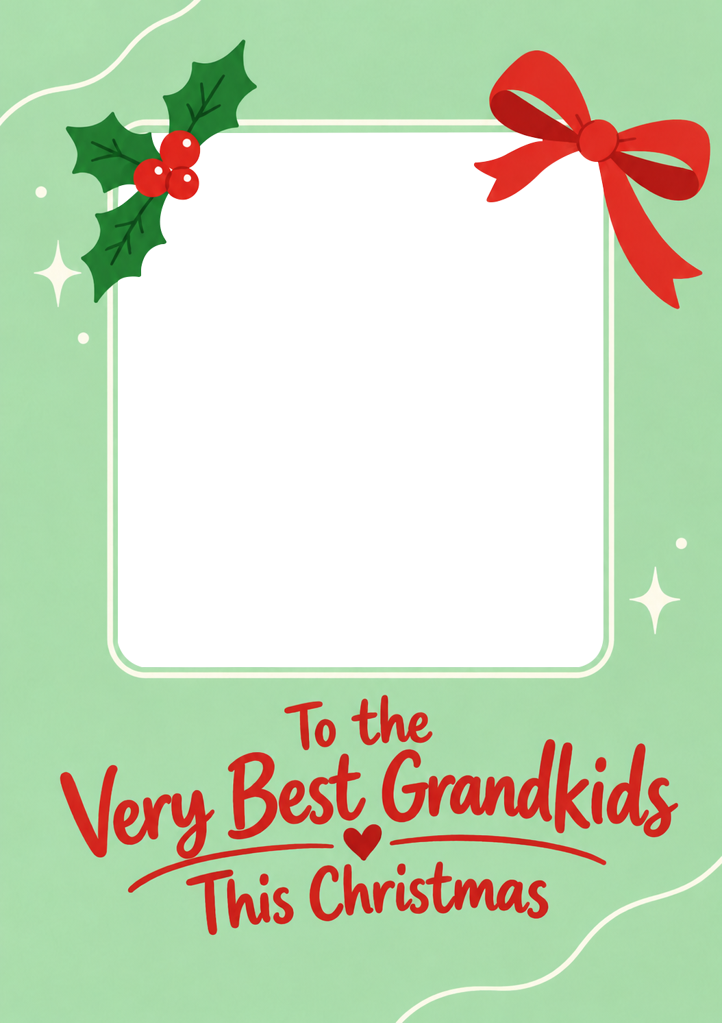 Holly Bow Very Best Grandkids Photo Upload Christmas Card for Grandson