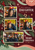 Load image into Gallery viewer, Festive Holly Daughter Photo Upload Christmas Card for Her
