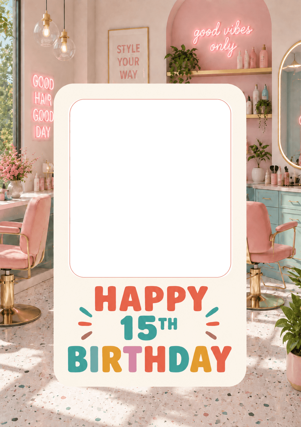 Rose Gold Balloon 15th Photo Upload Birthday Card for Her