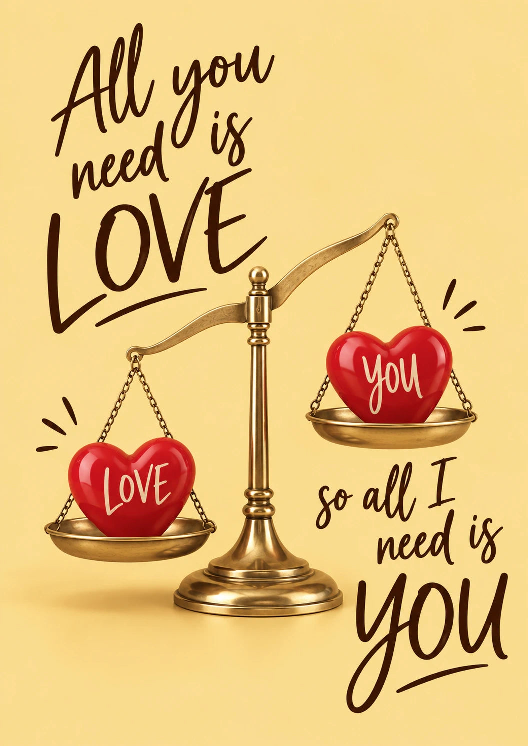 Funny Love Equals You Scales valentine's day Card for Partner